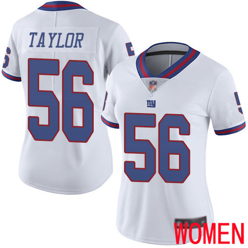 Women New York Giants #56 Lawrence Taylor Limited White Rush Vapor Untouchable Football NFL Jersey->women nfl jersey->Women Jersey